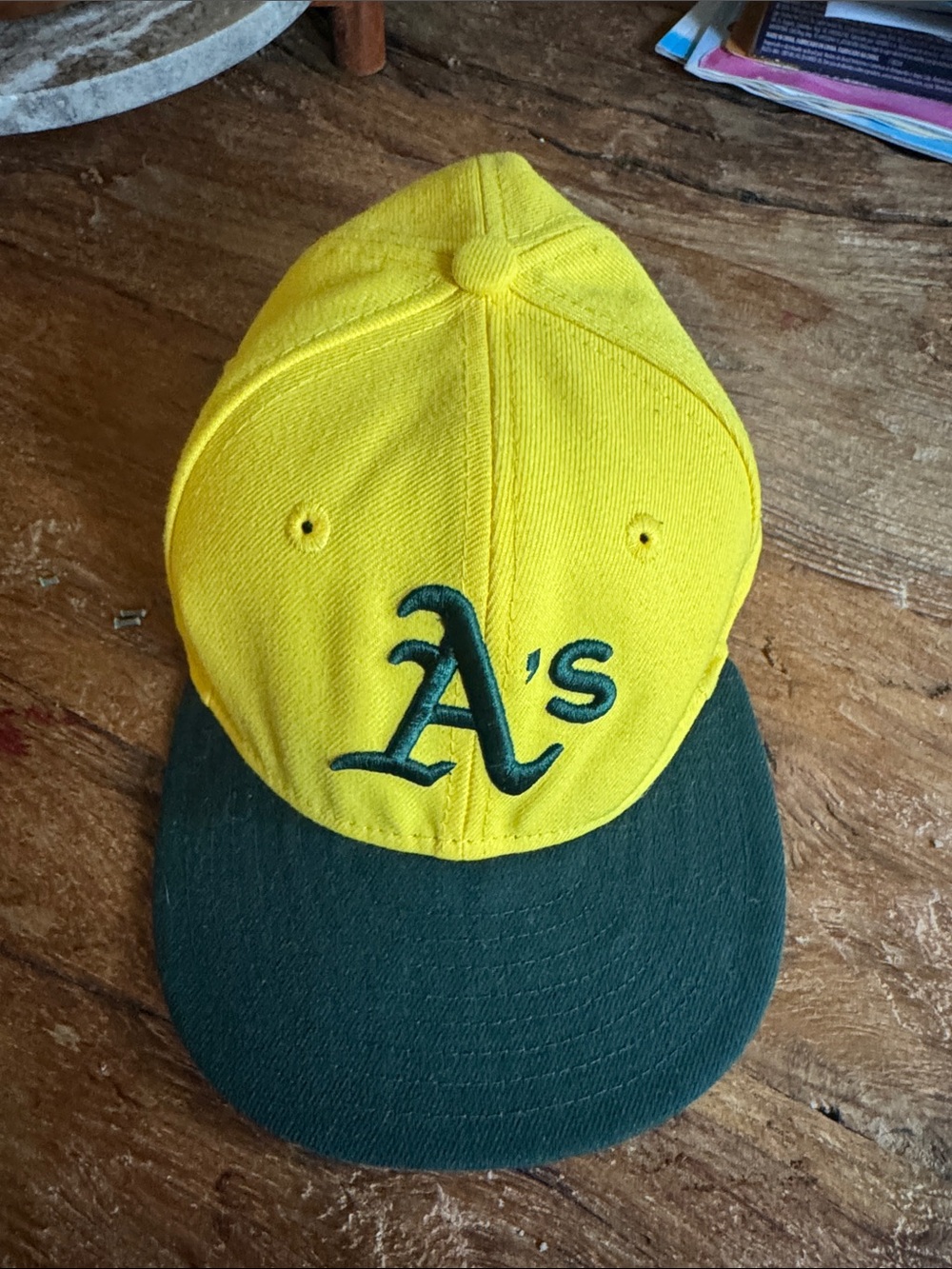 New Era Kids Oakland A's Yellow Hat with Green Brim